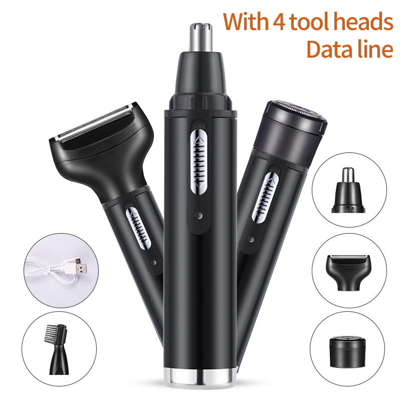 Nose Trimmer - เครื่องตัดขนจมูกหูไฟฟ้าสำหรับผู้ชายไม่เจ็บปวดแบบชาร์จได้คิ้วเครา 4 ใน 1 เครื่องตัดผมเครื่องโกนหนวด