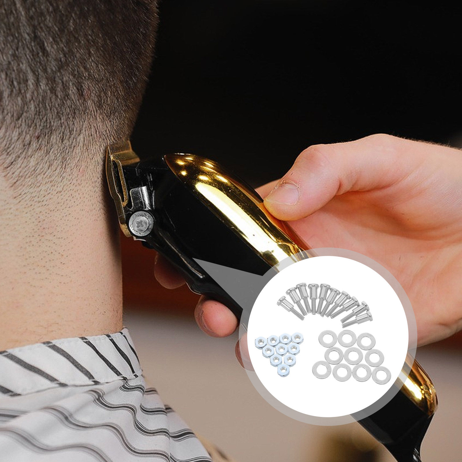 Hair Clipper - ชุดสกรูซ่อมปัตตาเลี่ยน พร้อมแกนปรับ น็อต แหวนรอง ยึดแน่น 10